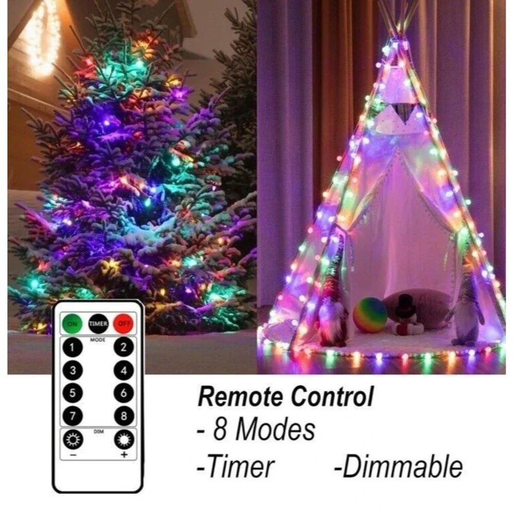 80 LED Globe String Light Battery Operated Waterproof Indoor Outdoor 40ft NEW
